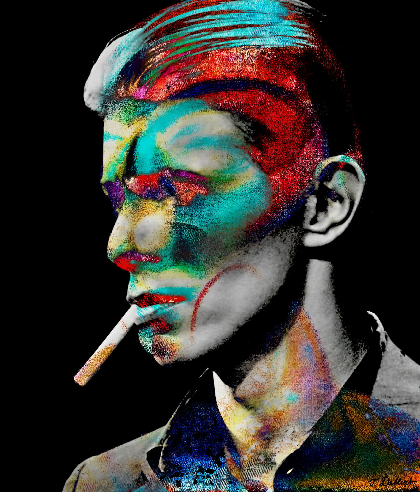 Bowie Bacon Portrait with Cigarette